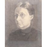 Portraitist des 19. Jh."Damenbildnis", Brustportrait einer Dame mit hohem Kragen und nach hinten