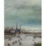 Braaqeigtl. Brian Shields, Liverpool 1951 - 1997, englischer Maler. "Stadtansicht inNordengland",