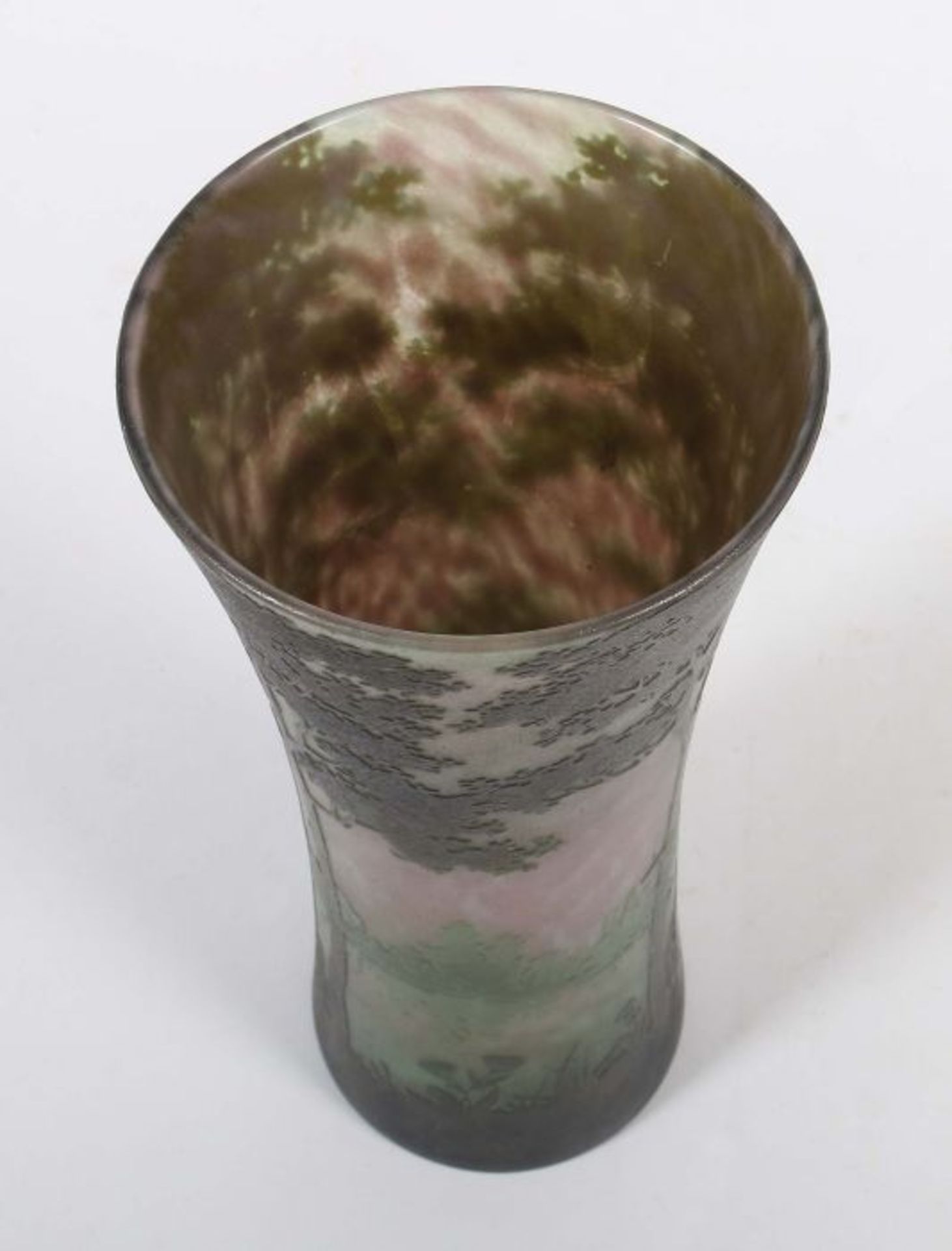 Vase "Paysage lacustre"Daum Frères, Nancy, Frankreich, 1900/1905, formgeblasenes Überfangglas, - Bild 4 aus 5