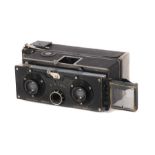 Stereokamera "Stereoplast"G.A. Krauss, Stuttgart, um 1920, Magazin für Platten 45x107 mm, Objektive: