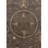 Mandala-Thangka20. Jh., Nepal/Indien, Leinen/Gouache, großes, zentrales Mandala mit Bodhisattvas,
