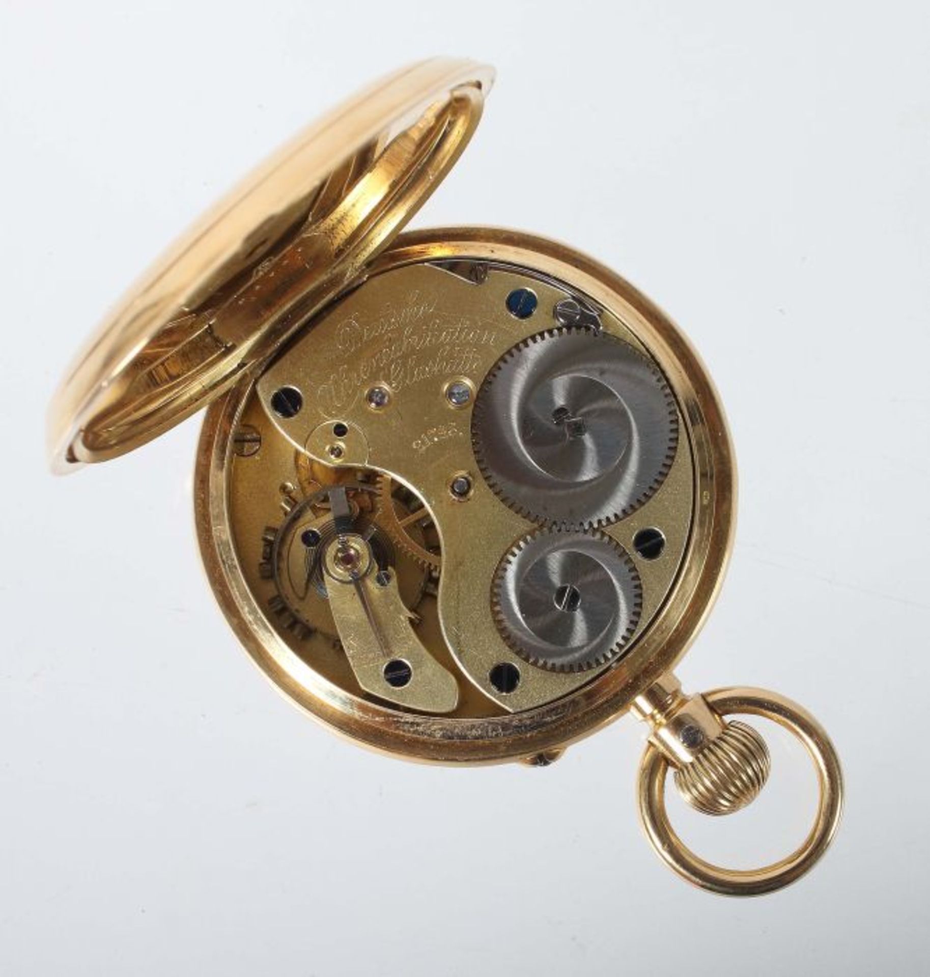 Glashütte-Herrentaschenuhr1884, Gelbgold 750, weißes Emailleziffeblatt mit römischem Zahlenkreis, - Bild 2 aus 5