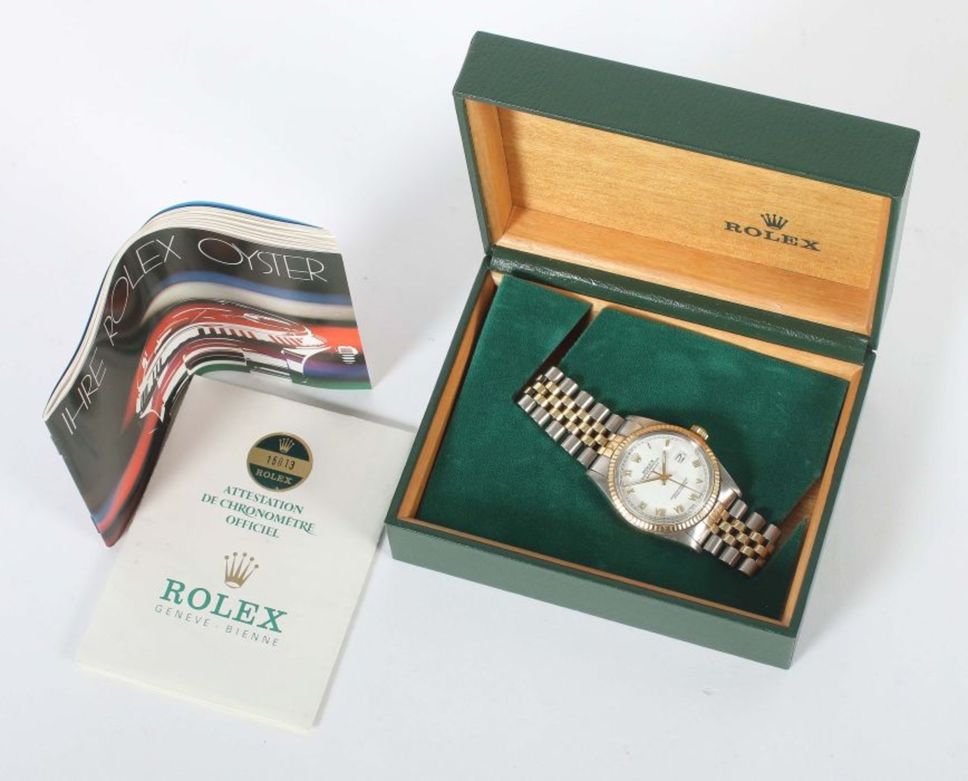 Herrenarmbanduhr "Rolex Datejust"1980er Jahre, Schweiz, Rolex Watch Co., Edelstahl/part. - Bild 3 aus 3