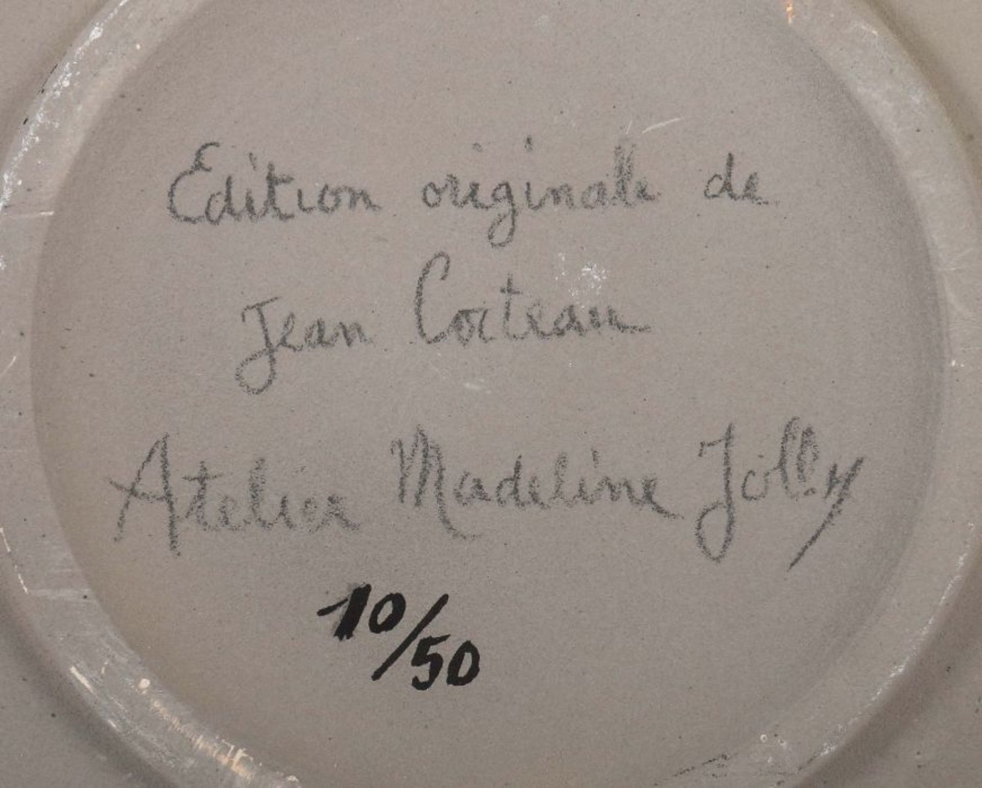 Cocteau, JeanMaisons-Laffitte bei Paris 1889 - 1963 in Milly-la-Forêt bei Paris. Keramikteller" - Bild 6 aus 6