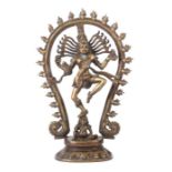 Tanzender Shiva "Nataraja"Indien, 20. Jh., Bronze, Darstellung des vierarmigen Shivas beim