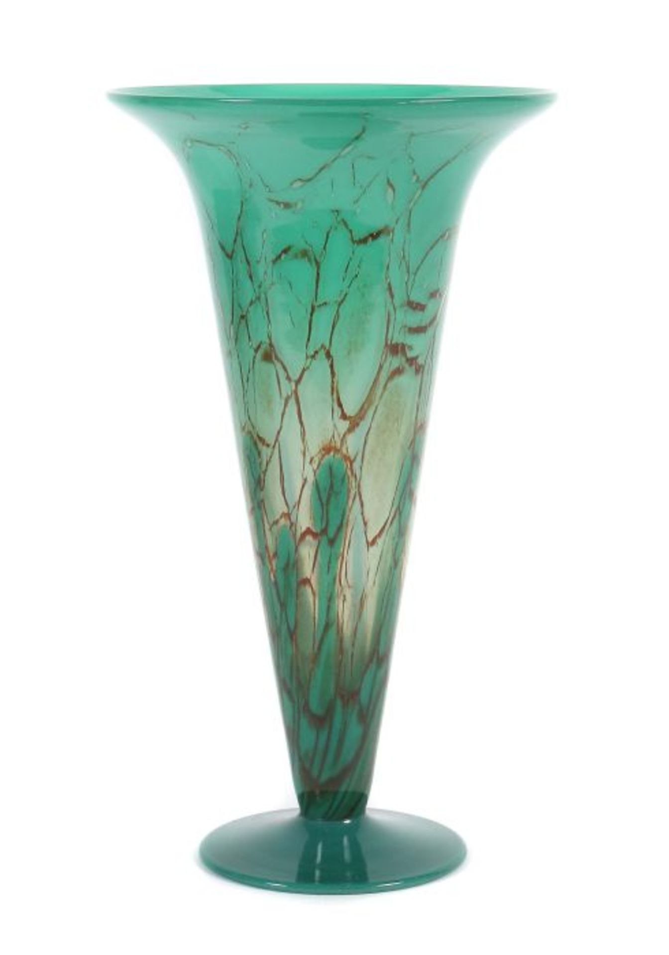 Hohe Ikora-TrichtervaseWMF Geislingen, 1930er Jahre, farbloses Kristallglas, mundgeblasen,