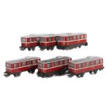 2 x Schienenbus-ZugPrimex / Märklin, Spur H0, 3018, Schienenbus der KSVP, metallicrot, 2 x