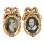 Miniaturmaler des 20. Jh.zwei Potraits: "William Shakespeare" und "Friedrich Schiller", Bildnisse