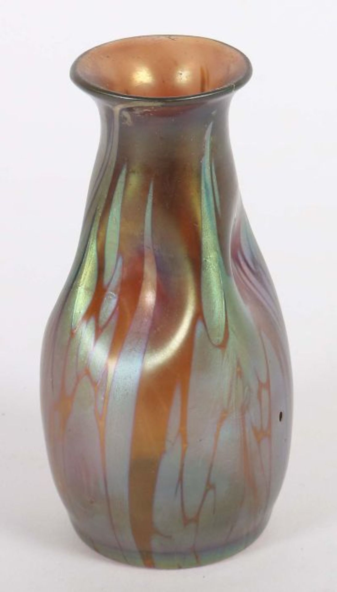 Kleine Vase "Phänomen Gre"Lötz Witwe, Klostermühle, um 1900, Glas in Candia mit aufgeschmolzenen - Bild 2 aus 2