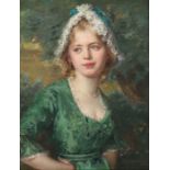 Völcker, RobertDohna 1854 - 1924 München, deutscher Maler. "Damenportrait", en face-Bildnis einer