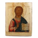 Ikone "Christus Pantokrator"Russland, 19. Jh., Darstellung Christi als frontales Brustbildnis, seine
