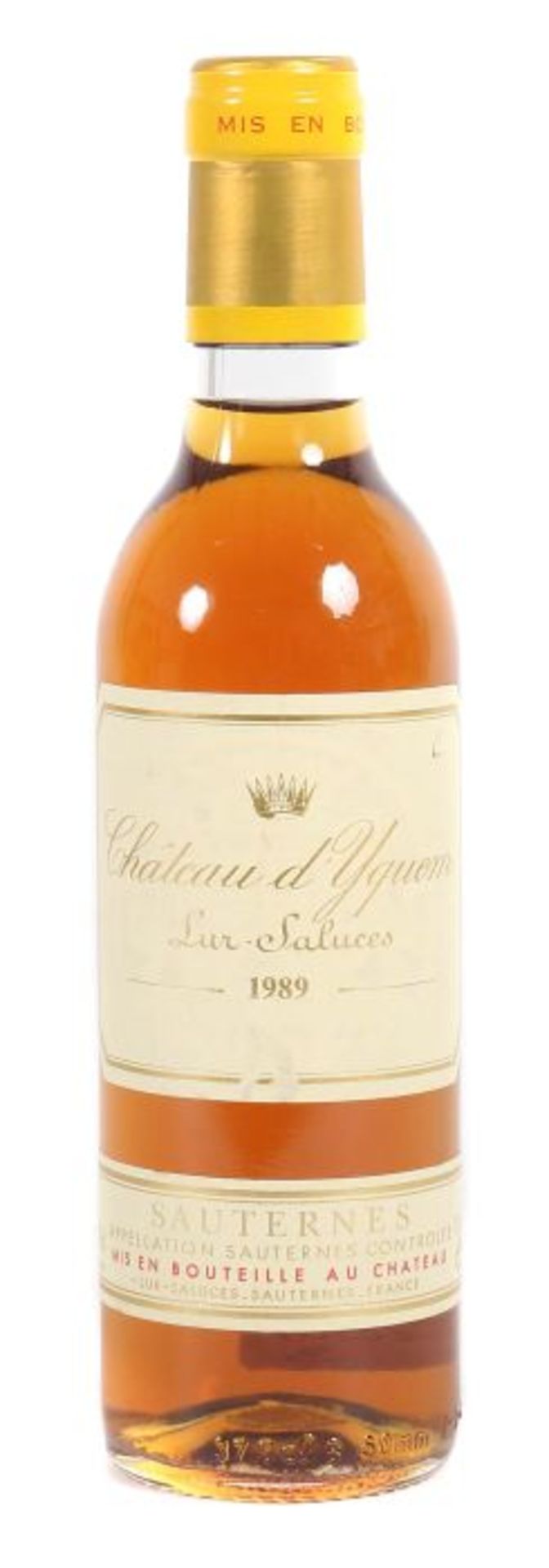 Château d'YquemLur-Saluces, Sauternes, 1989er JG, 13,5% vol., 0,375 l, Füllstand: IN. Etikett part.