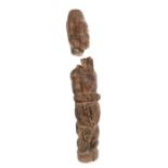 Große Standfigur mit drei Bartzöpfenwohl Nigeria/Stamm der Ibibio/Oron, Holz, H: 119 cm.- - -25.00 %