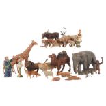 Arche Noha-FigurenElastolin, Masse, bemalt, 19 Tiere: Elefant, Giraffe, Elch, Kamel, Löwe, Hirsch