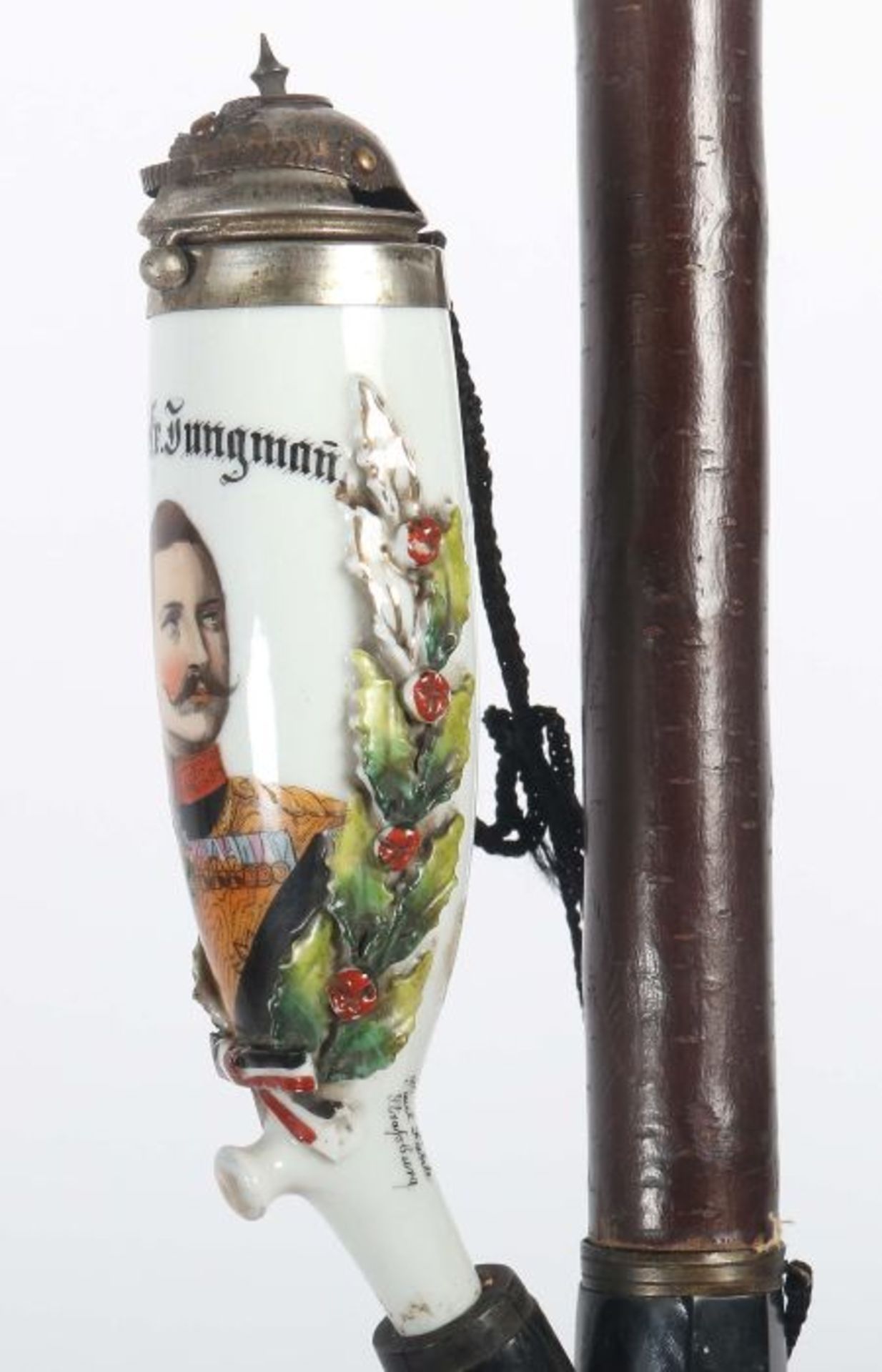 Reservistenpfeife1897/1899, Porzellanpfeifenkopf mit Brustbild Kaiser Wilhelm's II., erhabene - Bild 5 aus 5