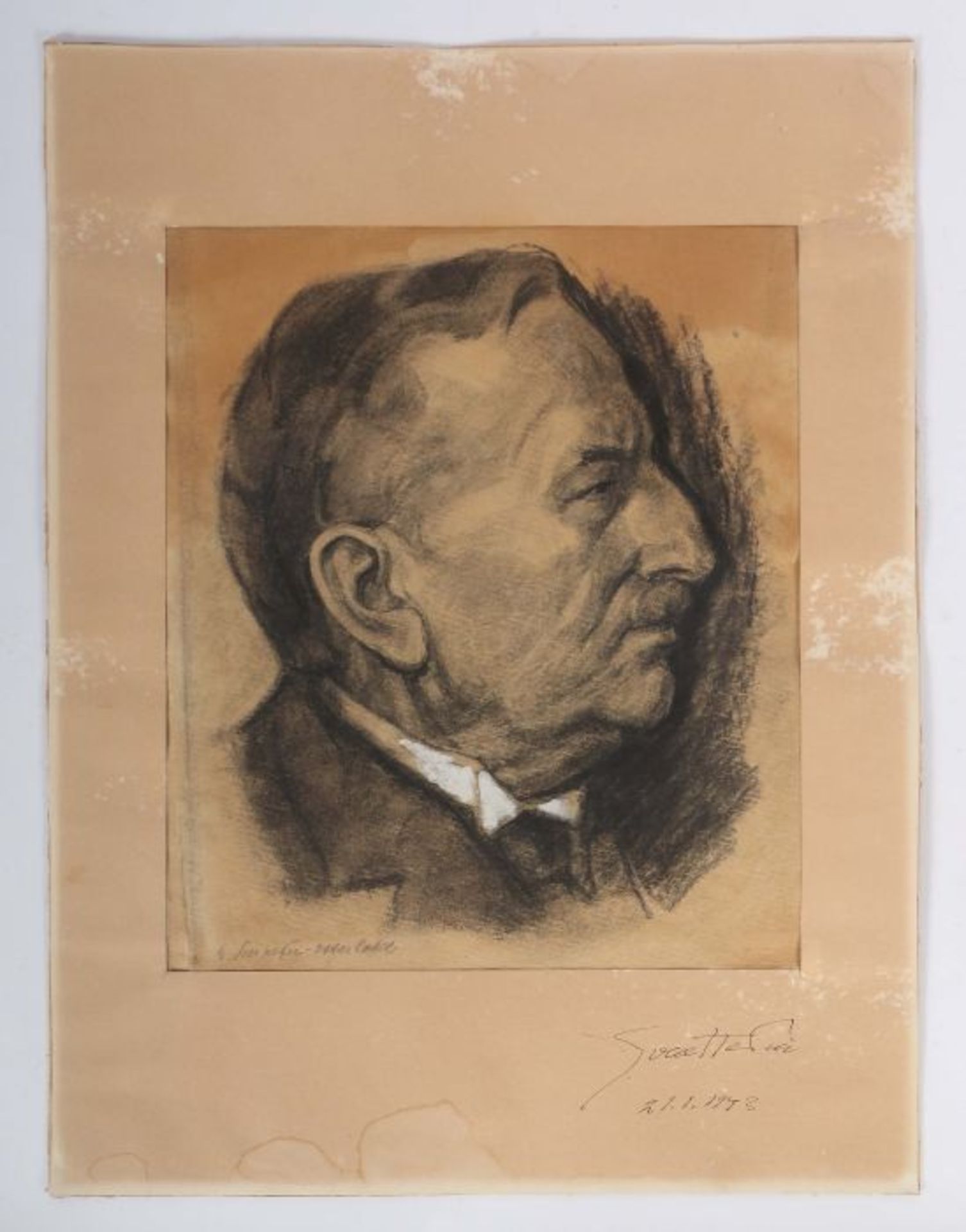 Portraitdarstellung "Sven Hedin"gezeichnet von Prof. Edmund Schäfer-Osterhold (1880-1959) während - Bild 2 aus 5