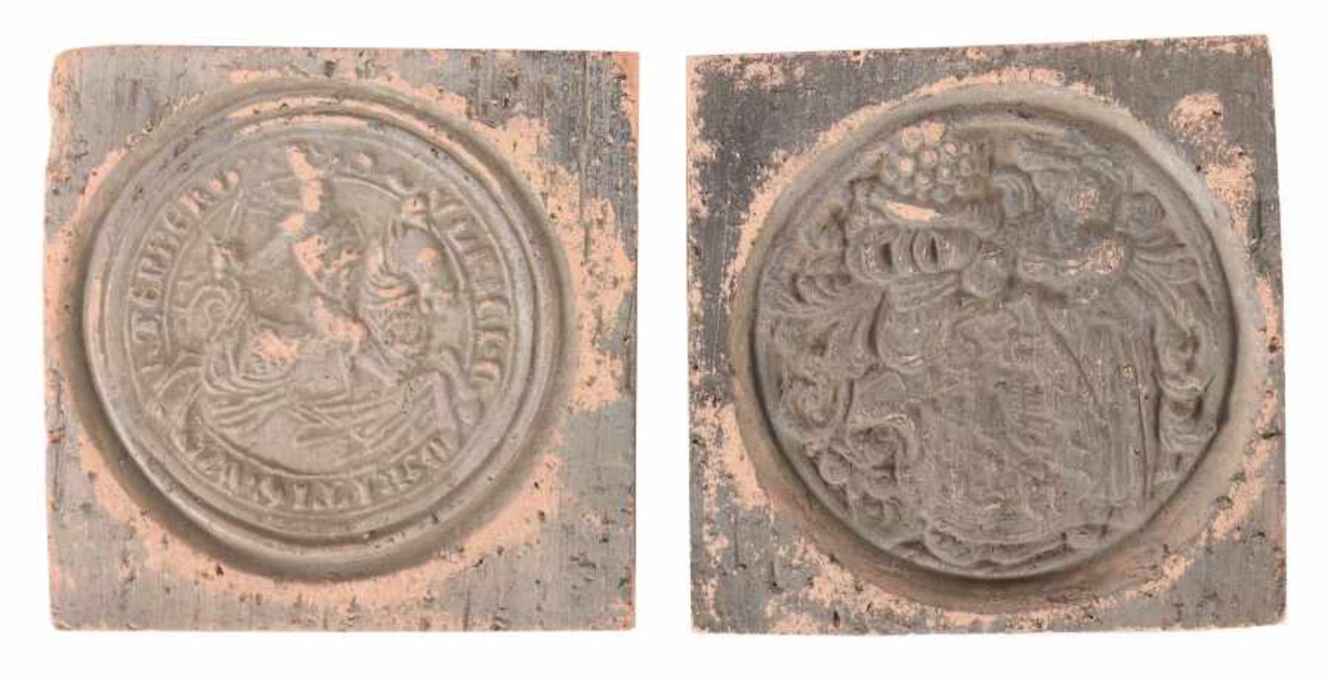 2 Abformungen historischer SiegelRenaissance-Motive, Abformungen wohl aus dem 18. oder 19. Jh. (eine
