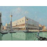 Marino, Guiseppe1916 - 1975. "Palazzo Ducale", Blick vom Kanal auf den Dogenpalast, davor die