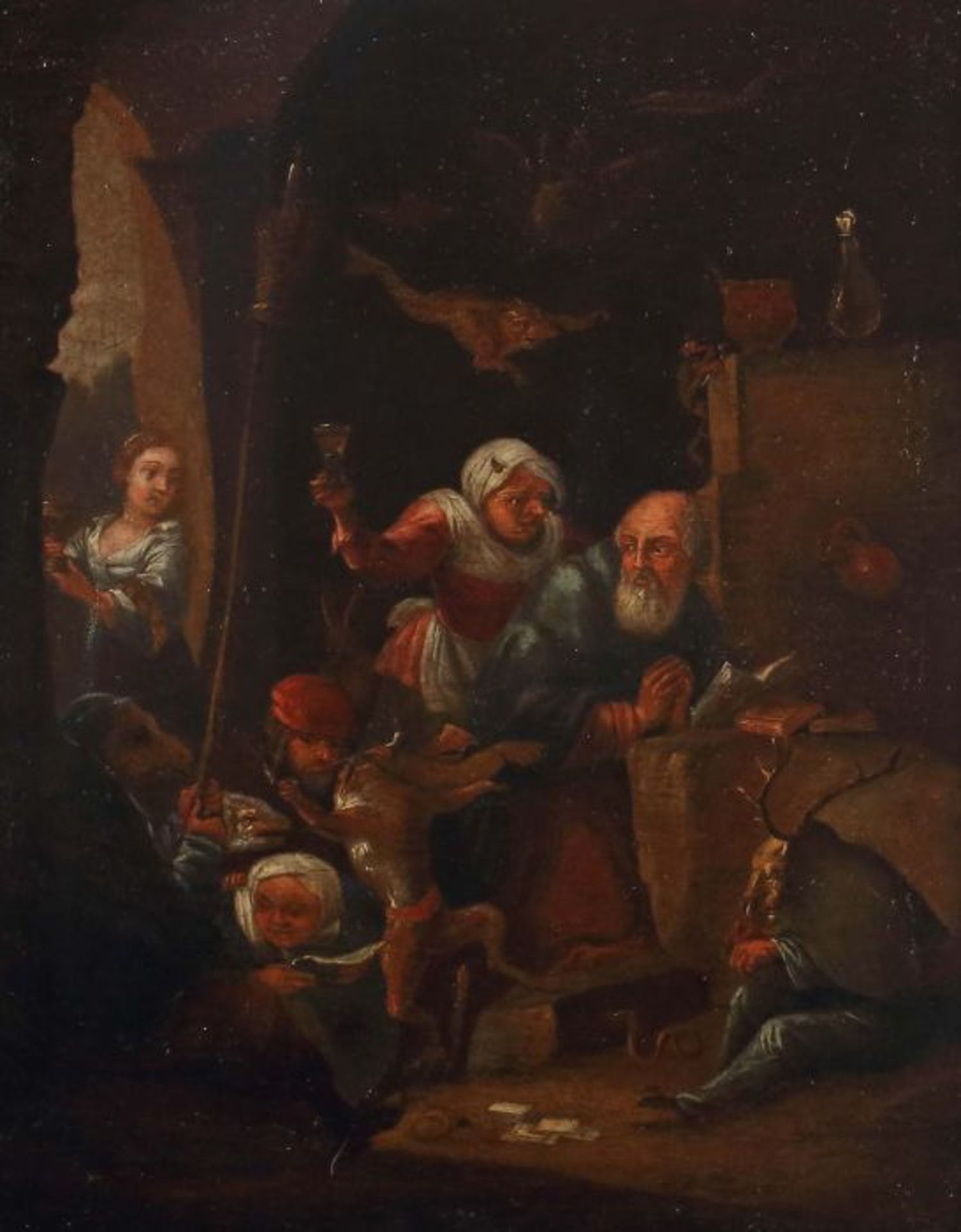 Flämischer Maler des 16./17. Jh"Versuchung des heiligen Antonius", mystische Szene mit dem