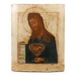 Ikone "Johannes der Täufer"Russland, 19. Jh., frontale, halbfigurige Darstellung des Heiligen