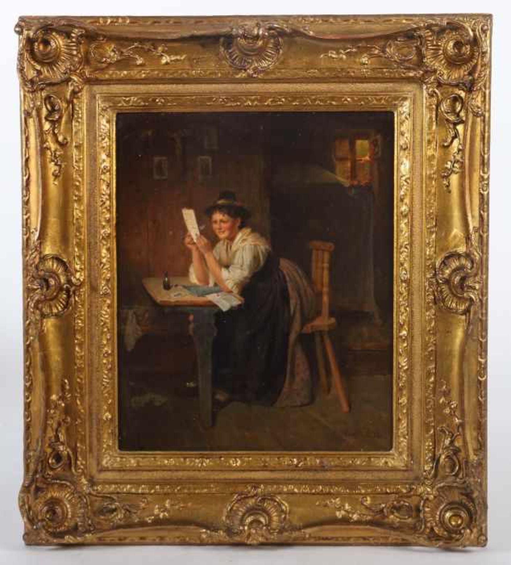 Eberle, AdolfMünchen 1843 - 1914 ebenda, deutscher Maler. "Der gelungene Brief", Interieurszene - Bild 2 aus 5