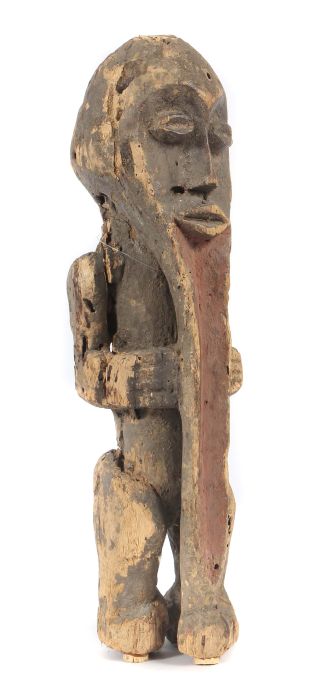 Standfigur der MambilaKamerun, Holz, Figur mit rotbraunem Bart H: 59 cm.- - -25.00 % buyer's premium