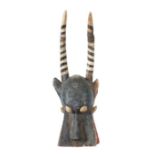 Büffelmaske der SenufoElfenbeinküste, Holz, farbig bemalte, H: ca. 82 cm.- - -25.00 % buyer's