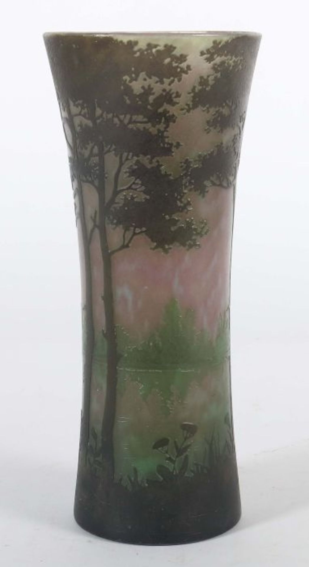 Vase "Paysage lacustre"Daum Frères, Nancy, Frankreich, 1900/1905, formgeblasenes Überfangglas, - Bild 3 aus 5