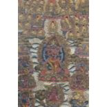 Thangka des VajrabhairavaTibet, wohl um 1900, Gouache/Leinen, der blaue, 24-armige Vajrabhairava (