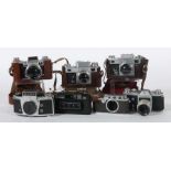 Konvolut Kameras7 Kameras: Kneb, Kiew, Mittelformat, 2/5 mm No. 5402910; Zeiss Ikon, Contax D, 2,8/