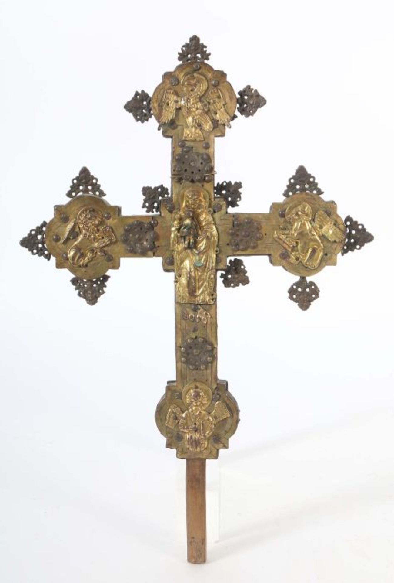 Vortragekreuz18./19. Jh., Holzkreuz mit passigen Balkenende, beidseitig belegt durch - Bild 2 aus 3