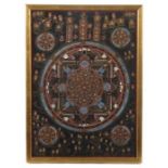 Mandala-ThangkaNepal/Indien, wohl 19. Jh., Gouache/Leinen, zentrale Darstellung des Buddha, umkreist