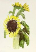 SEEGER, C.20./21.Jh. Sonnenblumen in der Vase. Farblitho, handsigniert. Blattmaß 55x43cm.