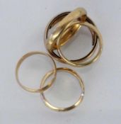 LOT VON 5 GOLDRINGEN585/000 Gelbgold. Zus. ca. 21,5g