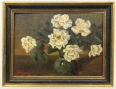 FABER, CARLSchwäbisch Gmünd 1885 - 1962 München Weiße Rosen. Öl/Holz, signiert. 24,5x34cm, Ra.