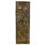 BRONZERELIEF1950er/60er Jahre Männliche und weibliche Figur. Monogr. A.B. 22x7cm