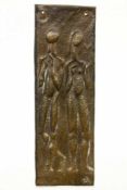 BRONZERELIEF1950er/60er Jahre Männliche und weibliche Figur. Monogr. A.B. 22x7cm