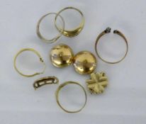 LOT VON 9 TEILEN GOLDSCHMUCK585/000 Gelbgold. Meist defekt. Zus. ca. 11,9g