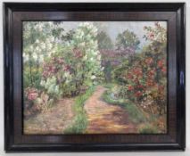 IMPRESSIONISTFrankreich um 1900 Blühende Gartenlandschaft. Öl/Lwd., 51x63,5cm, Ra. Kleine