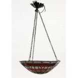 DECKENLAMPEmit farbiger Bleiverglasung. D.41cm, H.12cmA LAMP SHADE with coloured lead glazing.
