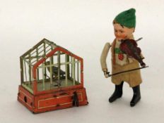 BAYERISCHER BUB MIT GEIGESchuco, 1930er Jahre Mechanisches Spielzeug mit Filzkleidung. H.13cm,