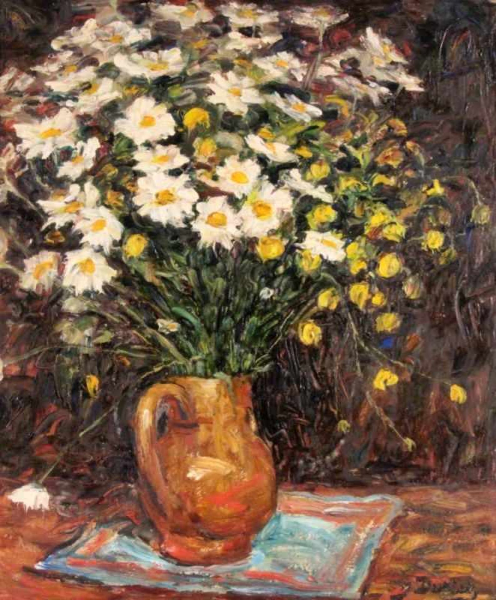 DURIEZ, JULESFrankreich 1900 - 1993 Blumen in der Vase. Öl/Holz, signiert. 65x54cm, Ra.DURIEZ, - Bild 3 aus 3