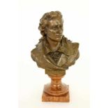 FRIEDRICH SCHILLERum 1900 Bronzebüste auf Marmorsockel. Nach Johann Heinrich Dannecker (1758-