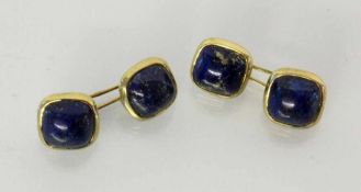 PAAR MANSCHETTENKNÖPFE585/000 Gelbgold mit Lapislazuli. Brutto ca. 9,5g