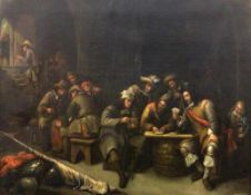TILBORGH, GILLIS VAN (attr.)Brüssel 1625 - 1678 "Salle de Garde". Soldaten beim Kartenspiel in der