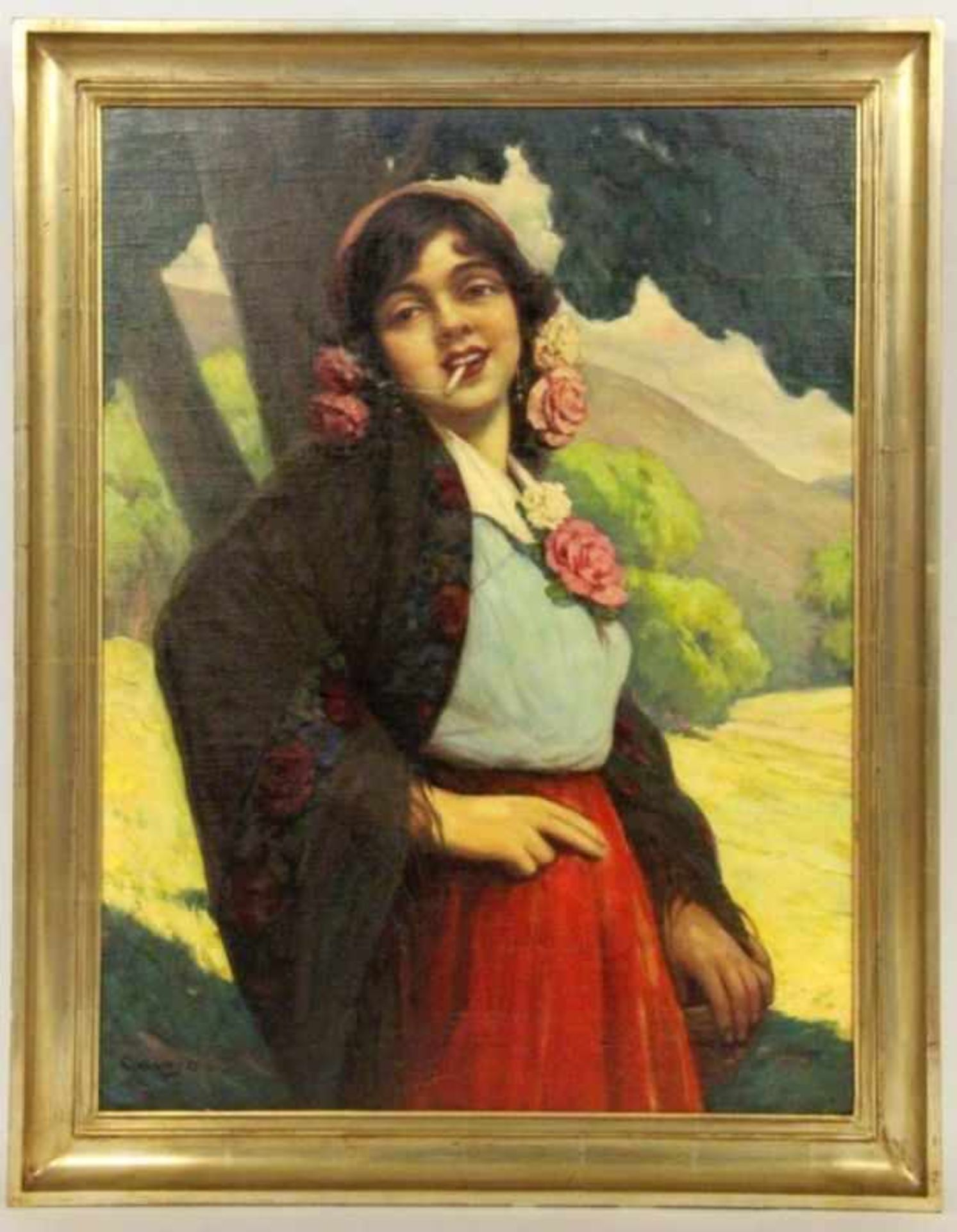 CSALANY, BELAUngarischer Maler 1879 - 1948 Rauchende Zigeunerin. Öl/Lwd., signiert. 79x59cm, Ra.