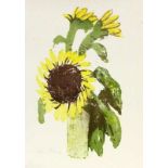SEEGER, C.20./21.Jh. Sonnenblumen in der Vase. Farblitho, handsigniert. Blattmaß 55x43cm.