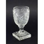 POKALBöhmen um 1840 Farbloses Glas mit reich geschliffenem Dekor. H.18,5cm Kleine Fehlstelle im