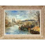 GLARDON, G.Pariser Maler um 1930 Quai Henri IV mit Blick auf die Notre Dame. Öl/Lwd., signiert und