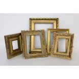 LOT VON 5 GEMÄLDERAHMENHolz, vergoldet. 26x33 bis 44x36cmA LOT OF 5 PAINTING FRAMES Wood, gilt. 26 x